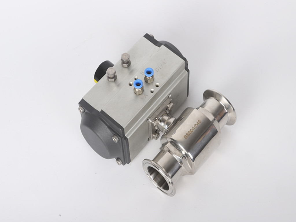 Hongtaivalve-Pneumatic actuator Sanitary straight triclamp full bore ball valve-size  Φ19-102-HTV-bv012